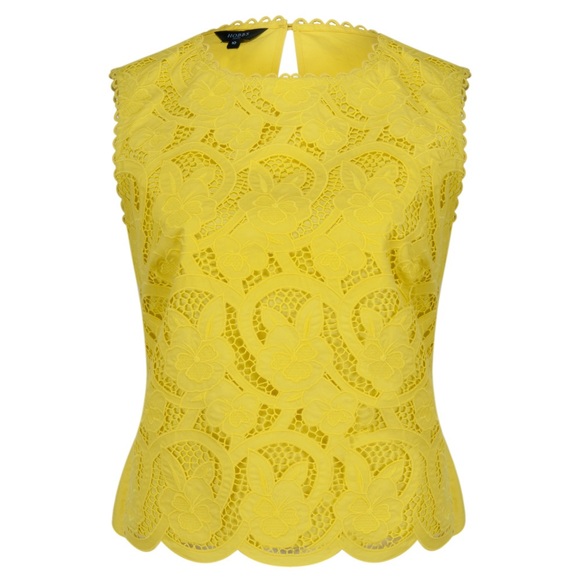 Hobbs London Tops - HOBBS London Avilla Top in Citron Yellow Sleeveless Guipure Lace Size 8
